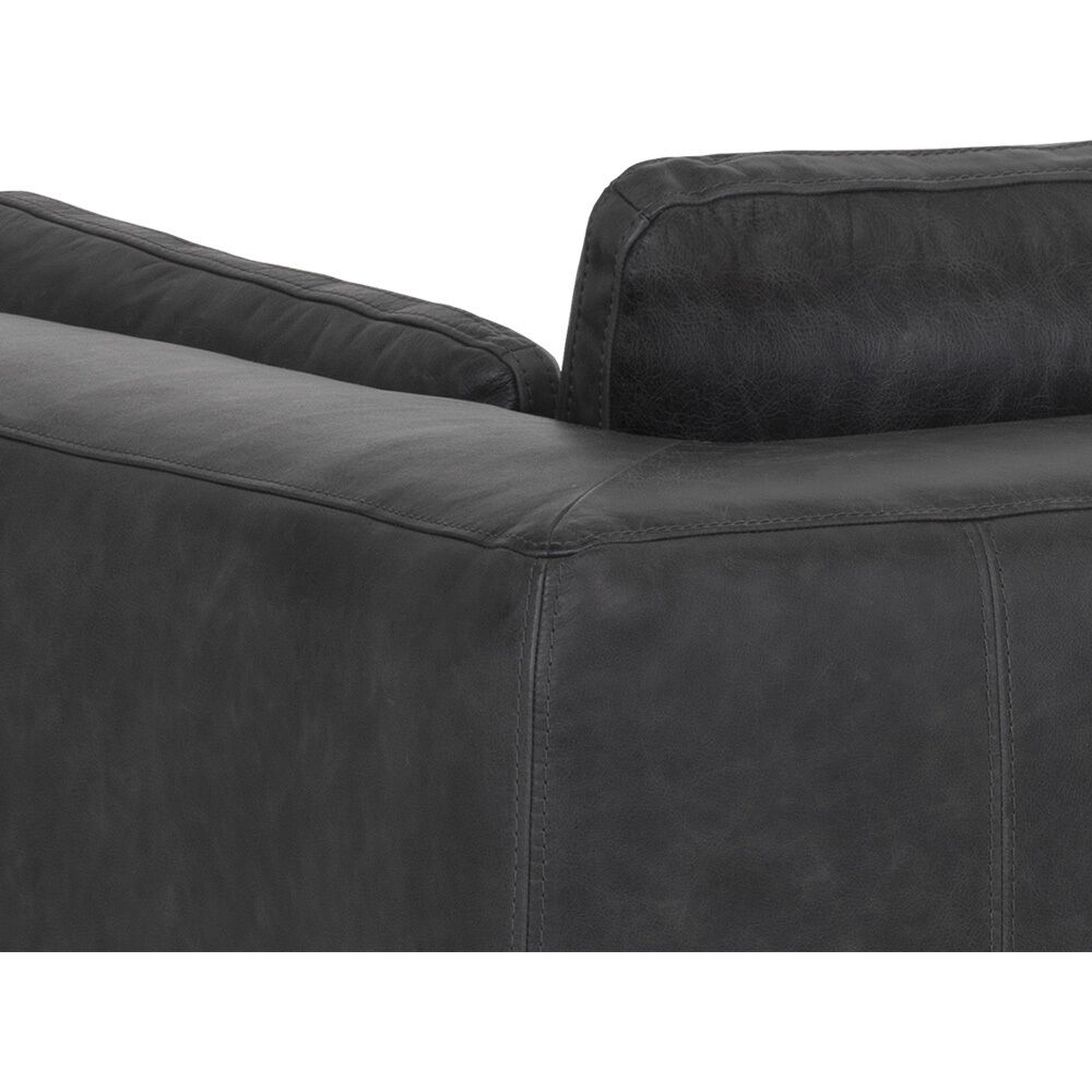 Burr Serbia Black Leather Sofa